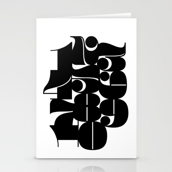 Numbers Black Stationery Cards