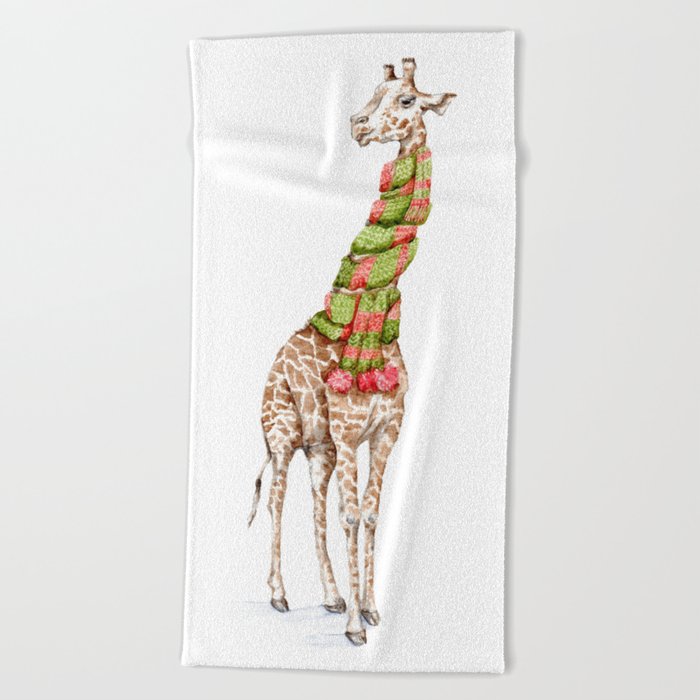 Giraffe in a Scarf Beach Towel