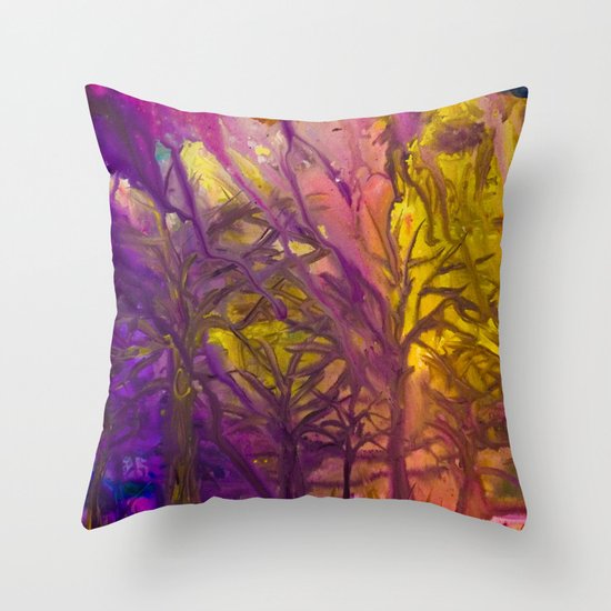 Psychedelic Forest Fire Throw Pillow