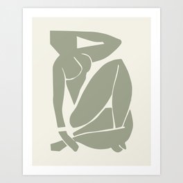 Sage Green Matisse Nude, Henri Matisse Abstract Woman Artwok, Art Decoration Art Print
