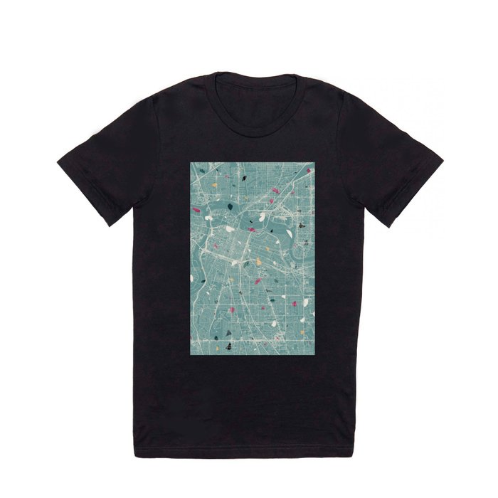 USA, Sacramento - Pastel City Map - Terrazzo Collage - Marble T Shirt