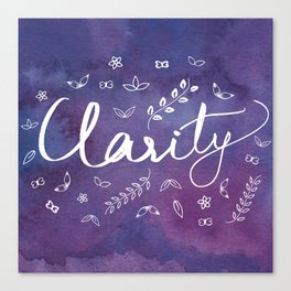 Purple Watercolor Typography Word Art Spiritual Meditation Yoga Motivational Clarity Quote Canvas Print