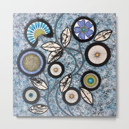 Lovely Flowers Blue Metal Print