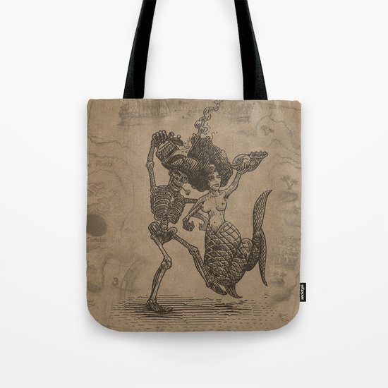 Dancing Mermaid and Skeleton Tote Bag