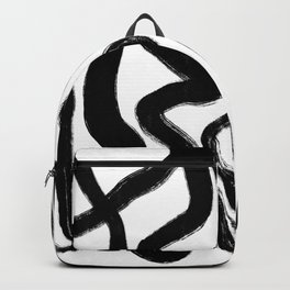Minimalist Modern Bold Abstract Brush Stroke Wiggle in Black and White Backpack