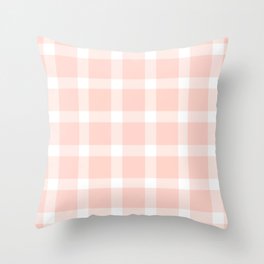 MYTHICAL retro warm pink and white plaid check pattern Throw Pillow