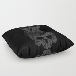 3 Black Skulls Stacked On Top of Each Other Floor Pillow