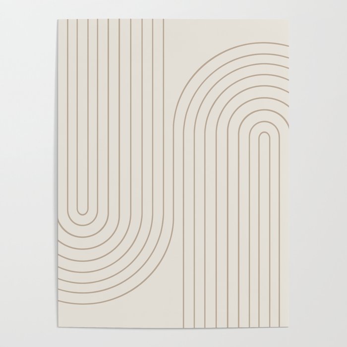 Minimal Line Curvature V Natural Neutral Mid Century Modern Arch Abstract Poster