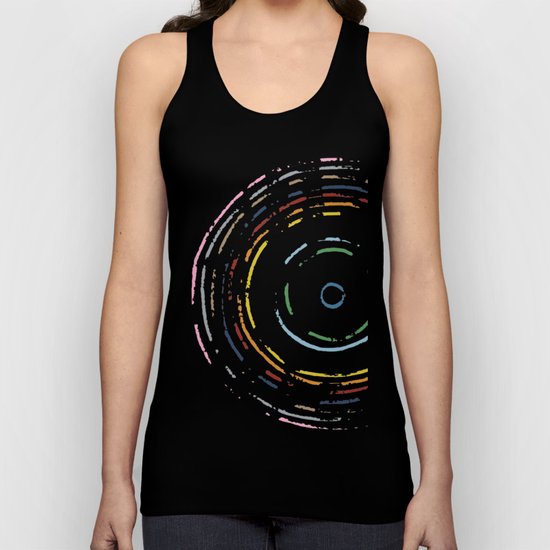 Rainbow Record on Black Closeup Unisex Tank Top