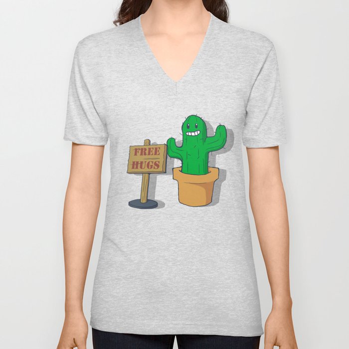 Cactus Hug V Neck T Shirt