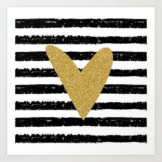 Heart on stripes Art Print