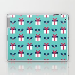 Christmas Pattern Turquoise Gifts Holly Laptop Skin