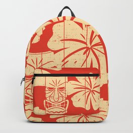Tiki Pattern in Red Backpack