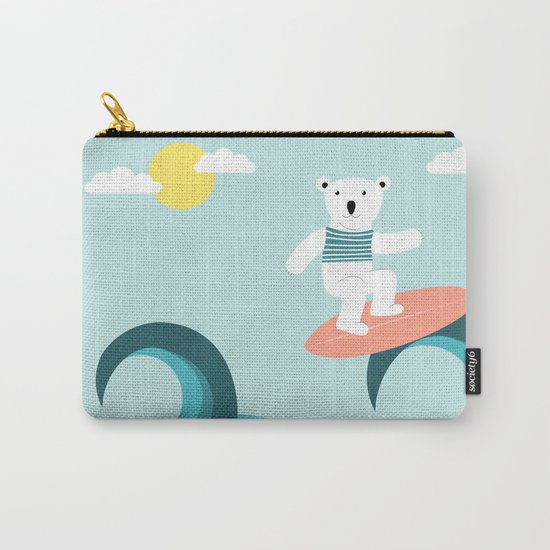 Polar bear surfing. Carry-All Pouch