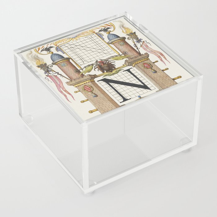 Vintage calligraphic poster 'N' Acrylic Box