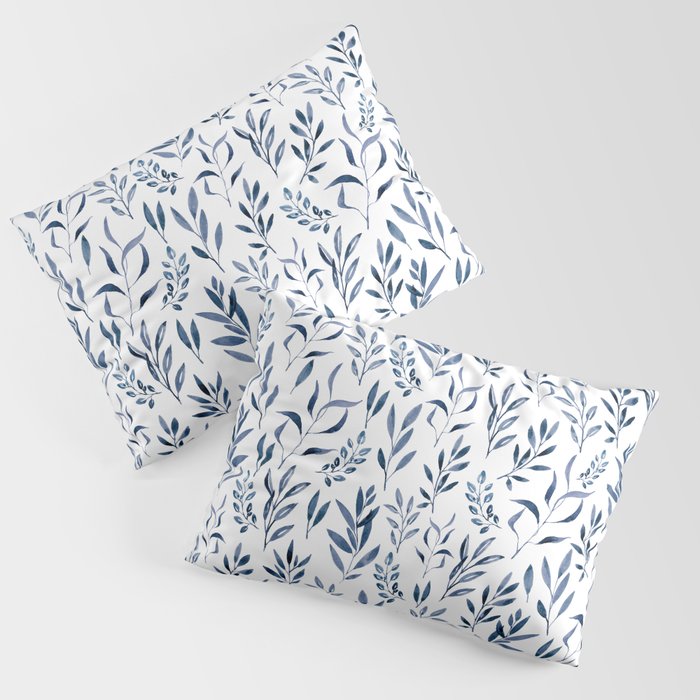 Eucalyptus - Watercolor Blue Leaves  Pillow Sham