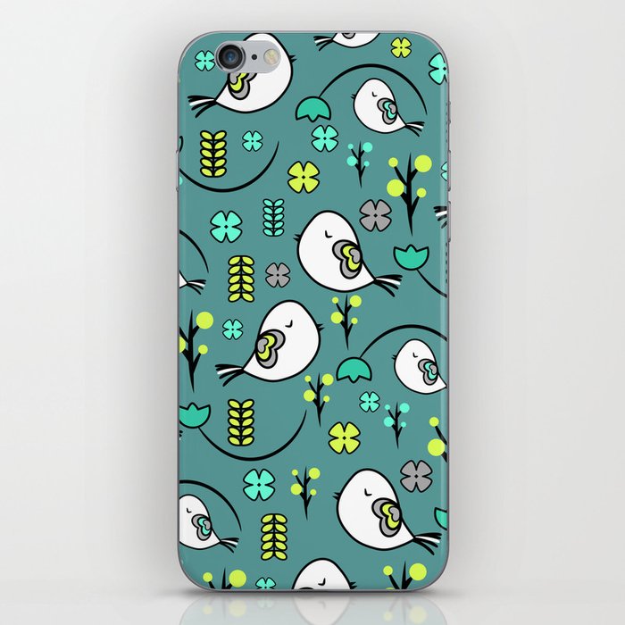 Cute birds and flowers iPhone Skin