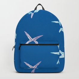Pastel Watercolor Starfish on Skydiver Blue Backpack