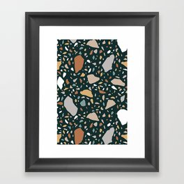 Terrazzo flooring pattern with traditional white marble rocks Framed Art Print