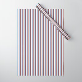 [ Thumbnail: Light Sky Blue, Beige & Red Colored Lined Pattern Wrapping Paper ]