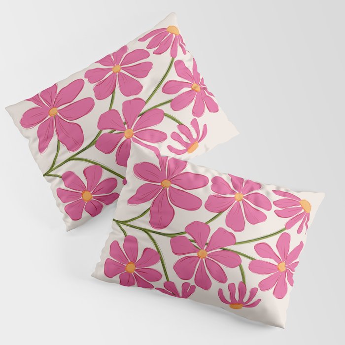 Hot Pink Flowers - Botany no2 Pillow Sham