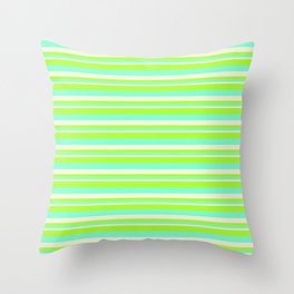 [ Thumbnail: Light Green, Aquamarine & Beige Colored Lines/Stripes Pattern Throw Pillow ]