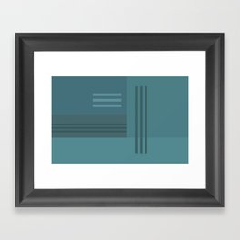 Teal Blue Tones Line Geometric Framed Art Print