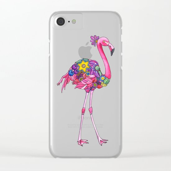 Fancy Felicity Flamingo Clear iPhone Case