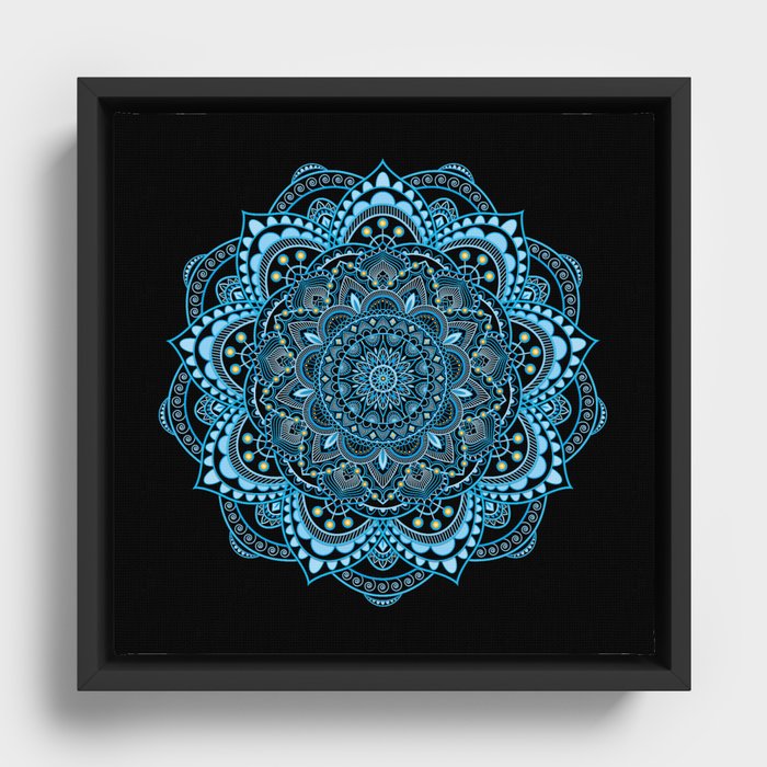 Magic Mandala Sky Blue Framed Canvas