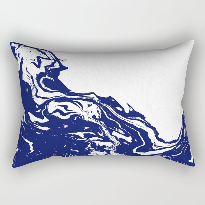 Indigo Wave water ocean abstract painting blue and white nautical trendy gender neutral dorm  Rectangular Pillow