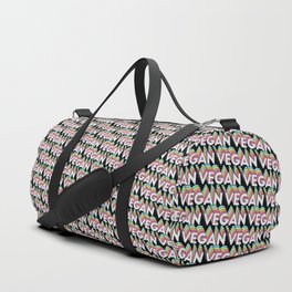 'Vegan' Trendy Rainbow Text Pattern (Black) Duffle Bag