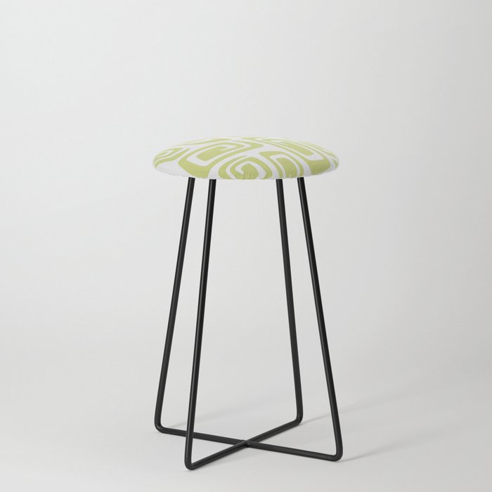 Mid Century Modern Cosmic Abstract 524 Chartreuse Green Counter Stool