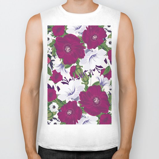 Purple Spring Flowers Biker Tank