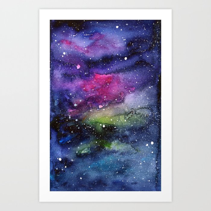 Galaxy Watercolor Night Sky Painting Nebula Art Art Print By