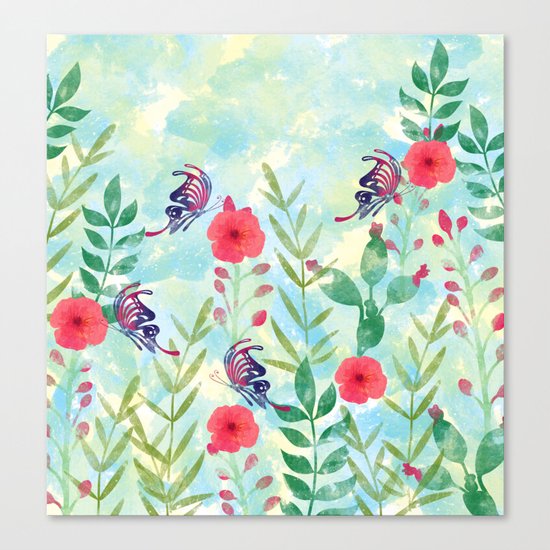Watercolor floral garden Canvas Print
