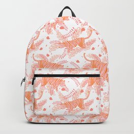 Orange and pink tiger Backpack | Leaves, Panther, Wilderness, Digital, Tropical, Stripes, Drawing, Asian, Tiger, Animal 