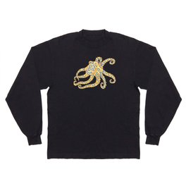 Blue Ring Octopus Black Long Sleeve T-shirt