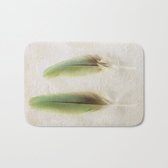 Green Feathers Bath Mat