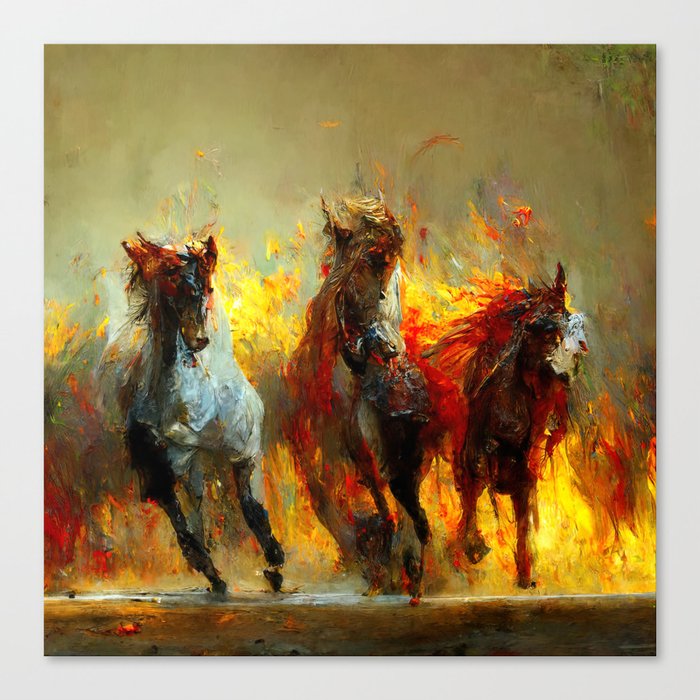 Flaming Horses Canvas Print