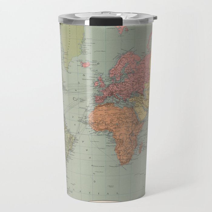 Vintage Map of The World (1889) Travel Mug