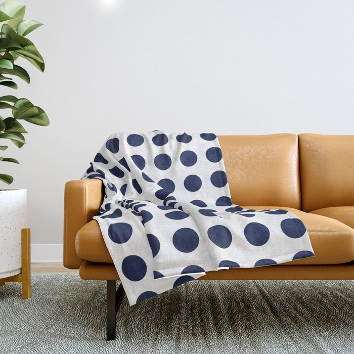 Simply Polka Dots in Nautical Navy Blue Throw Blanket