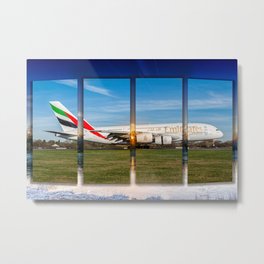 A380 anding at Manchester on a Frosty Morning Metal Print | Cheshire, Collage, Egcc, Jumbo, Airport, Manchester, Landing, Takeoff, Runway, Airbus 