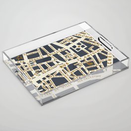 PARIS MAP GREY GOLD Acrylic Tray