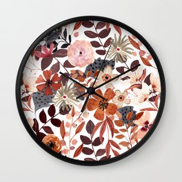 Kaitlyn Watercolor Floral No. 1 Wall Clock | Watercolorbotanical, Pattern, Fall, Green, Painting, Wallart, Watercolorflowers, Modernart, Watercolorfloral, Autumn 