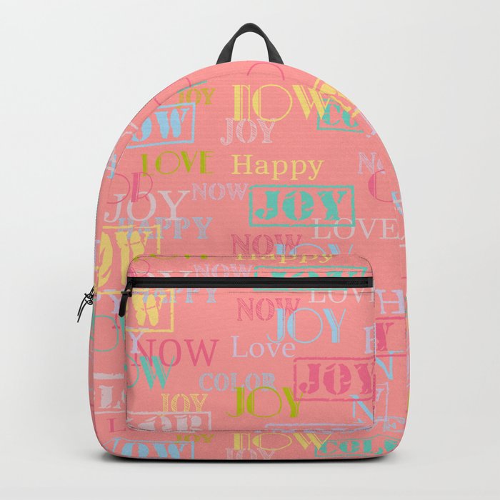 Enjoy The Colors - Colorful typography modern abstract pattern on peach pink color  Backpack