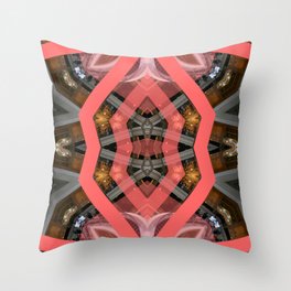 Living Coral Pantone Colour of the Year 2019 pattern decoration with neoclassical architecture Throw Pillow