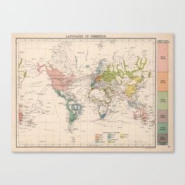 Old World Language Map (1907) Vintage Global Linguistic Atlas Canvas Print