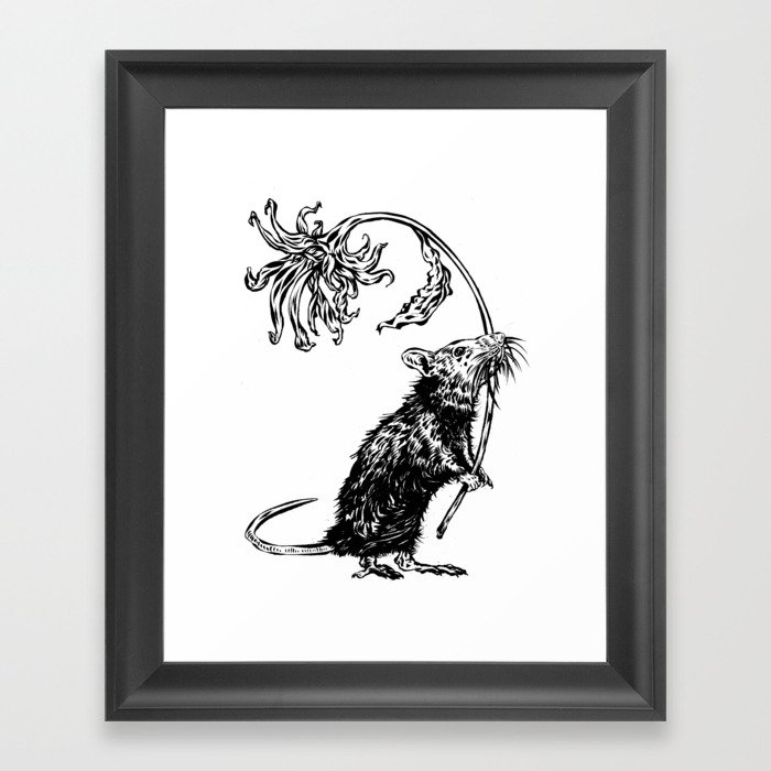 Rat with flower #2 Framed Art Print