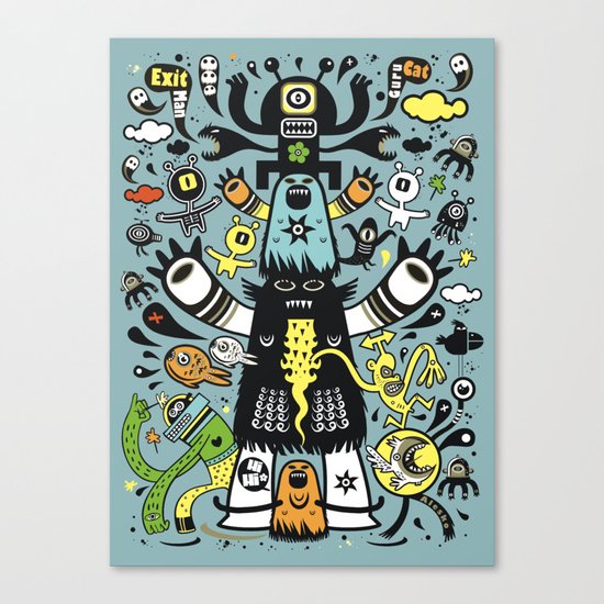 Guru Cat (blue time) Canvas Print