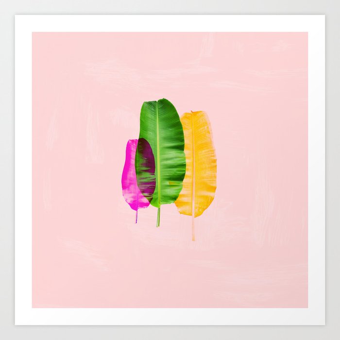 Bright Pink Colorful Banana Leaves Art Print